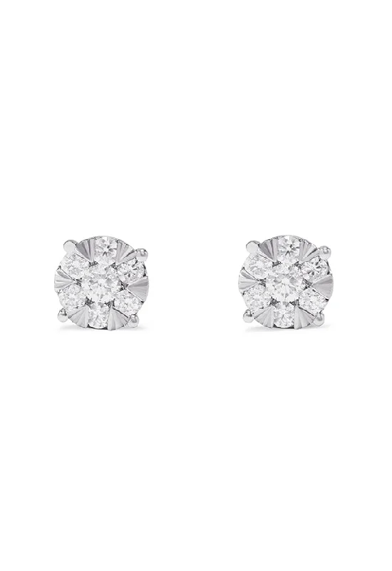 Bouquet 14K White Gold Diamond Cluster Stud Earrings, 1.14 TCW