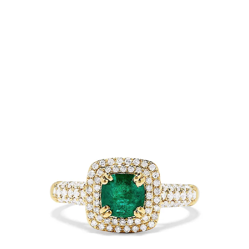 Brasilica 14K Yellow Gold Emerald and Diamond Ring, 1.35 TCW