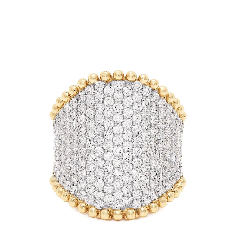 D'Oro 14K Yellow Gold Diamond Pave Ring, 2.50 TCW