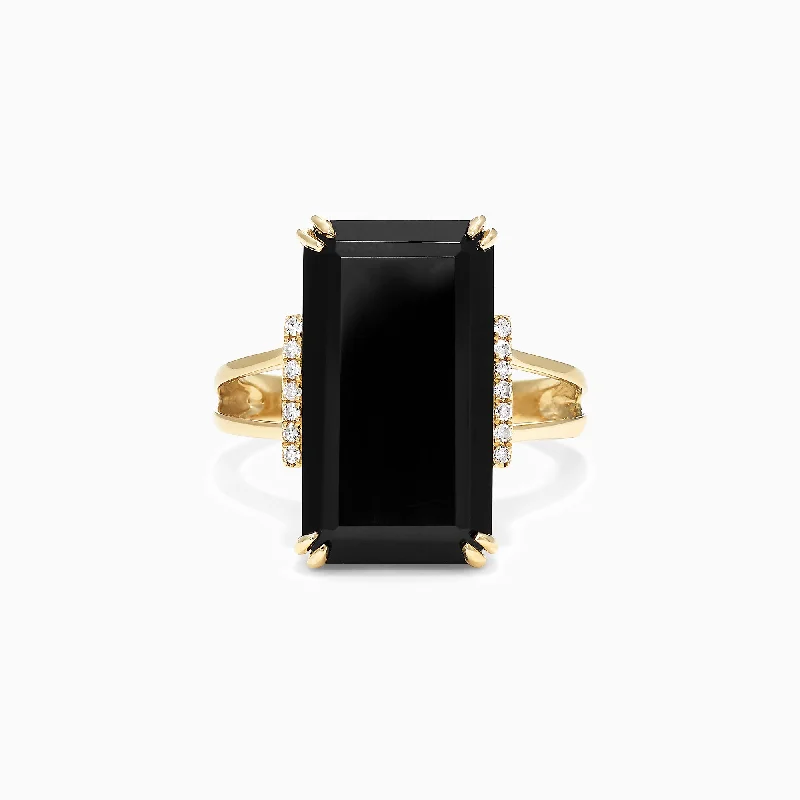 Eclipse 14K Yellow Gold Onyx and Diamond Ring, 9.65 TCW