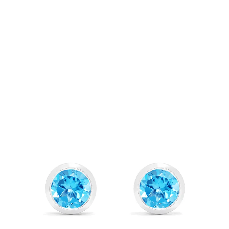 Ocean Bleu 14K White Gold Blue Topaz Stud Earrings, 1.10 TCW