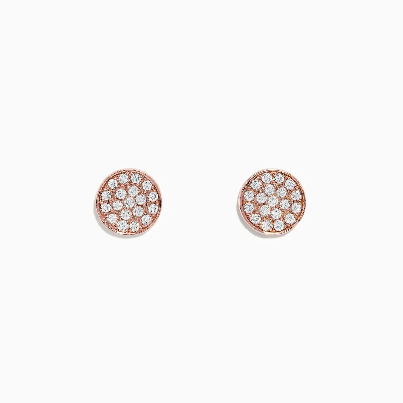 Pave Classica 14K Rose Gold Diamond Stud Earrings, 0.38 TCW