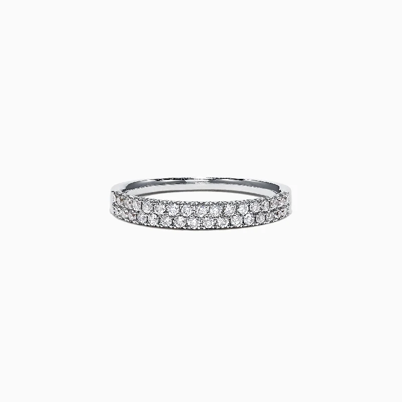 Pave Classica 14K White Gold Two Row Pave Diamond Band, 0.37 TCW