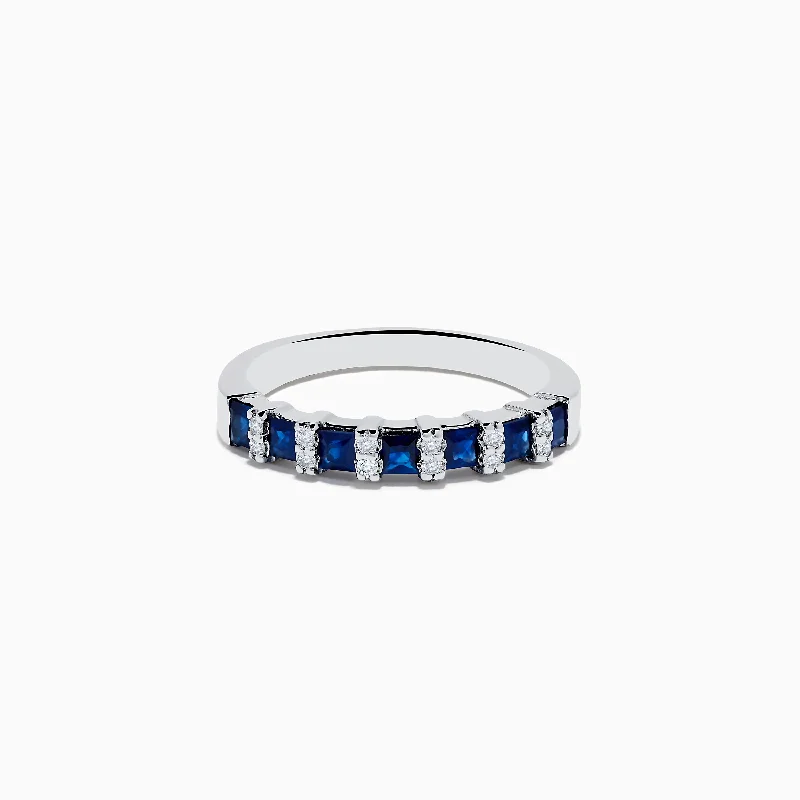 Royale Bleu 14K White Gold Sapphire and Diamond Ring, 0.95 TCW