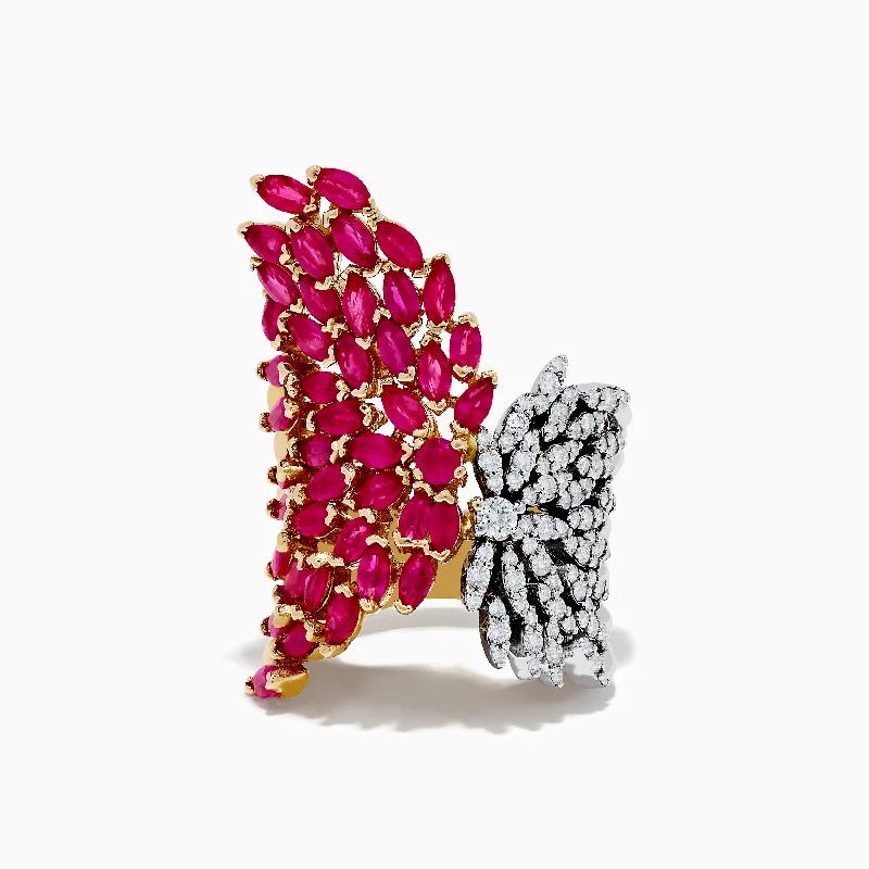 Ruby Royale 14K 2-Tone Gold Ruby and Diamond Cocktail Ring, 5.56 TCW