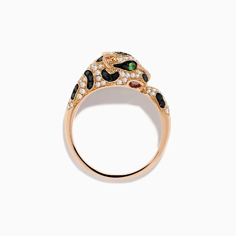 Signature 14K Rose Gold Diamond and Garnet Panther Ring, 0.56 TCW