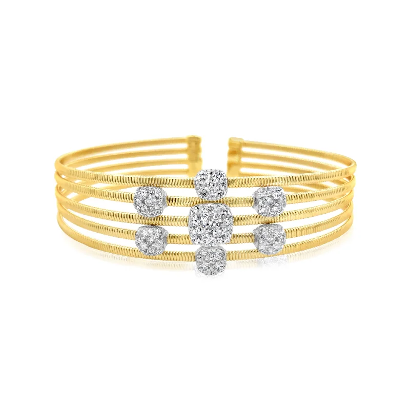 Five Row Diamond-Studded Wired Bangle