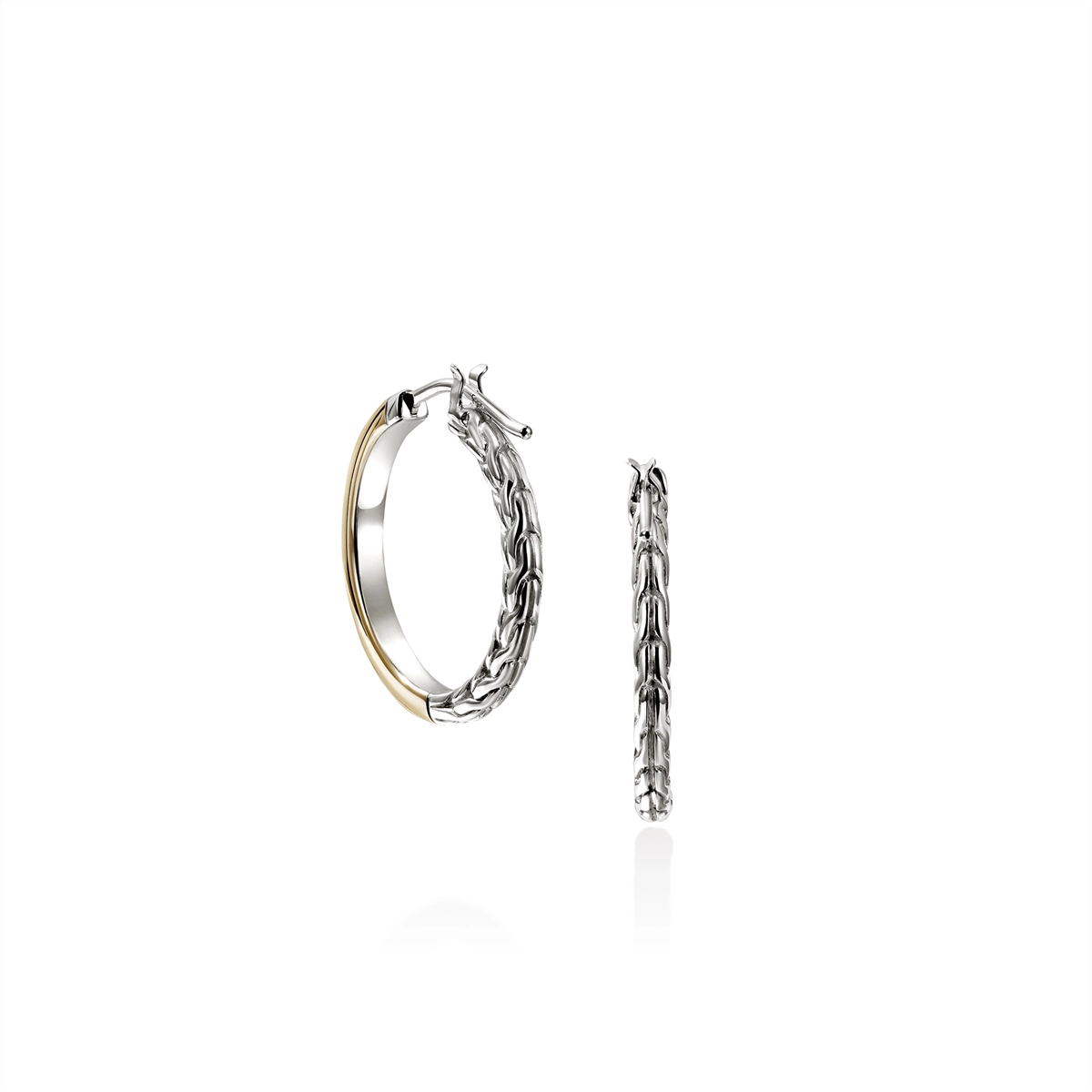 John Hardy Essentials Silver and 14K Gold 18mm Hoop Earrings