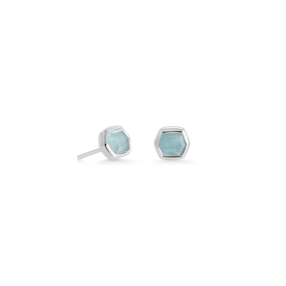 Kendra Scott Sterling Silver Davie Stud Earrings in Aquamarine