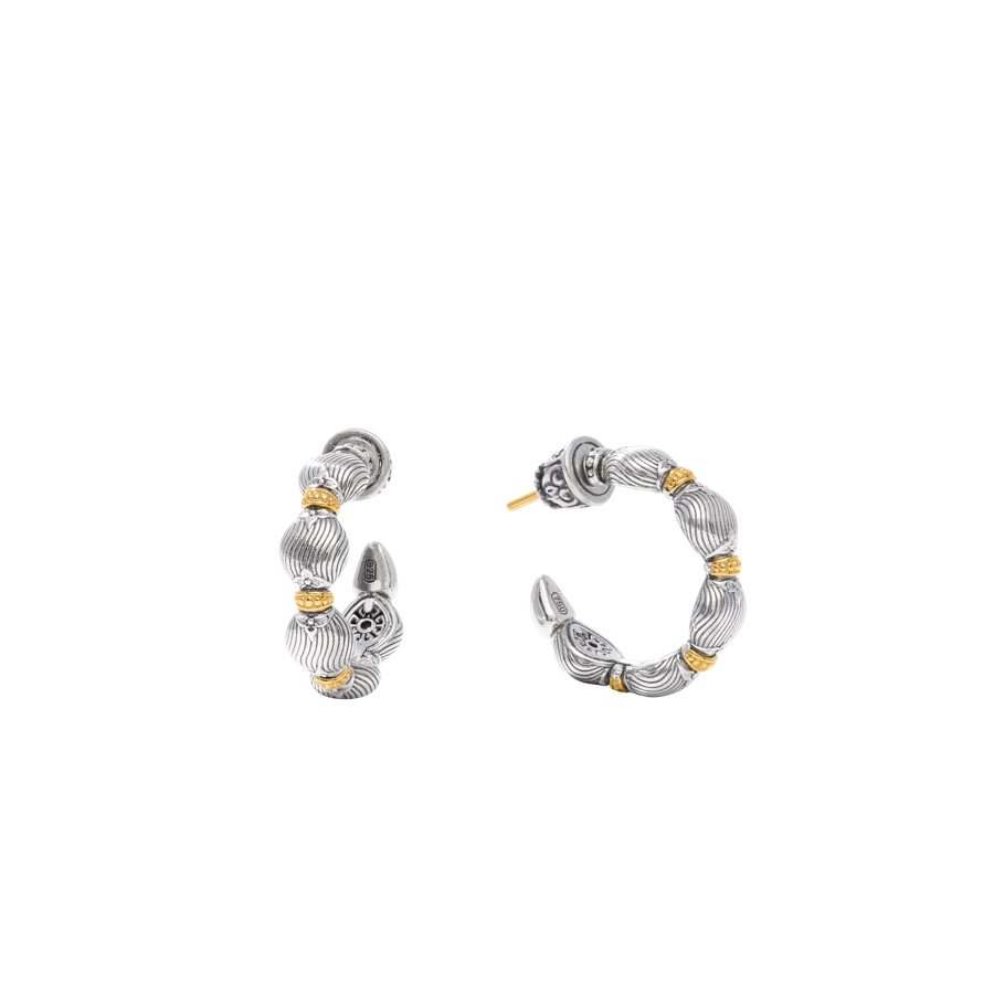 Konstantino Kyma Collection Sterling and Gold Sunlit Wave Hoop Earrings