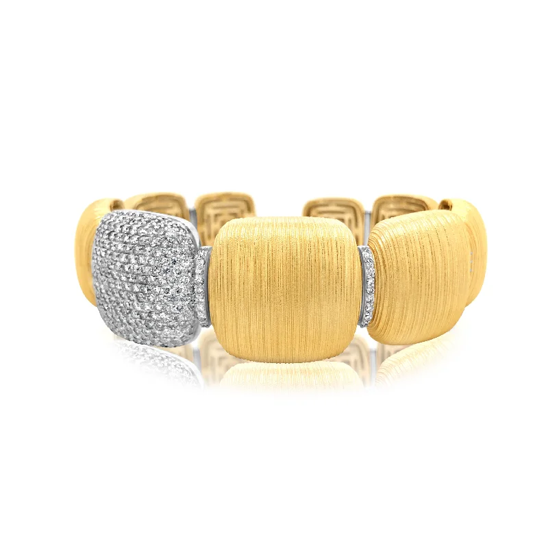 Large Textured Finish Offset Diamond Squares Bangle