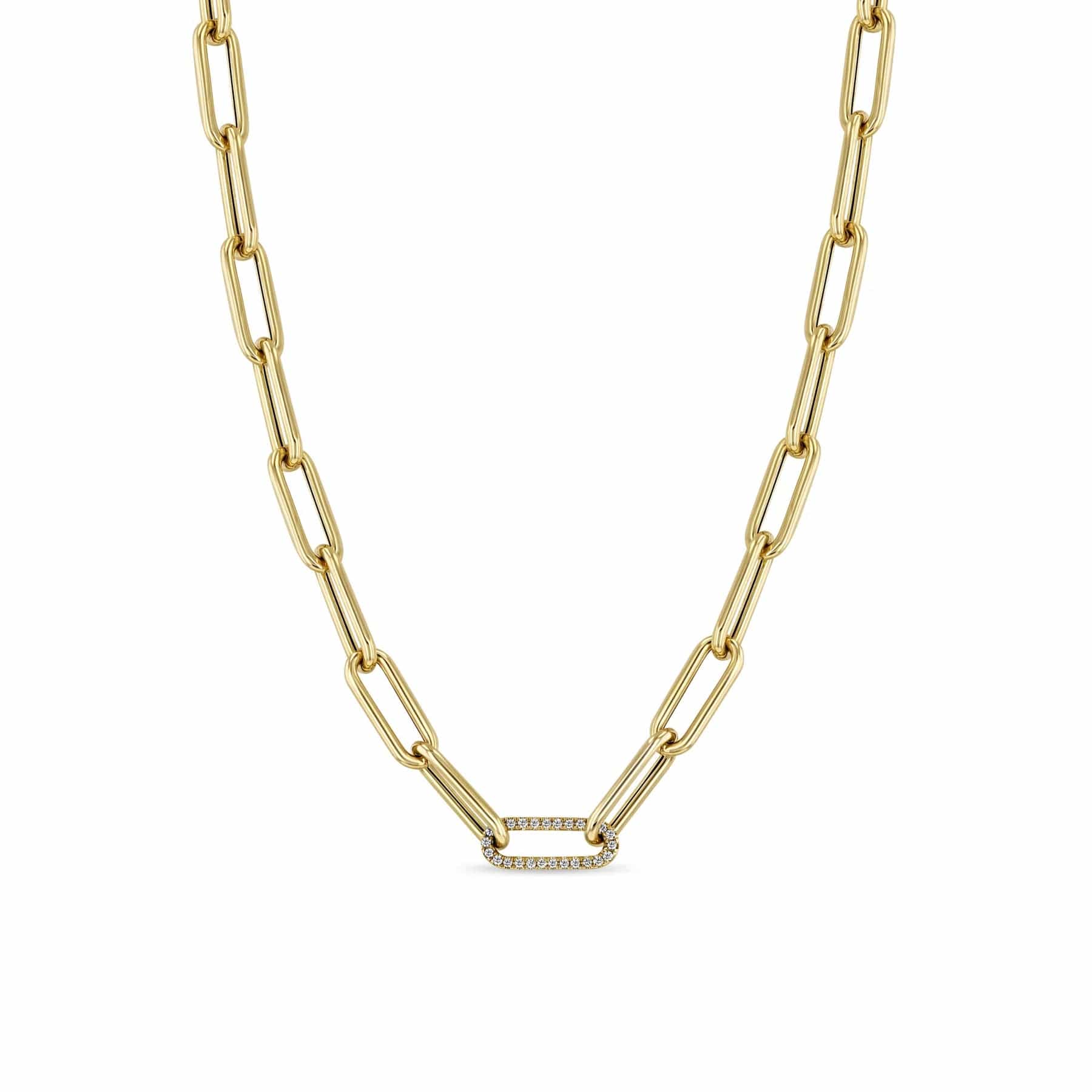 14k Pavé Diamond Link Large Paperclip Chain Necklace