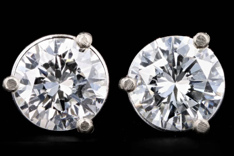 New 14K White Gold 1.47 Carat Total Weight Diamond Stud Earrings