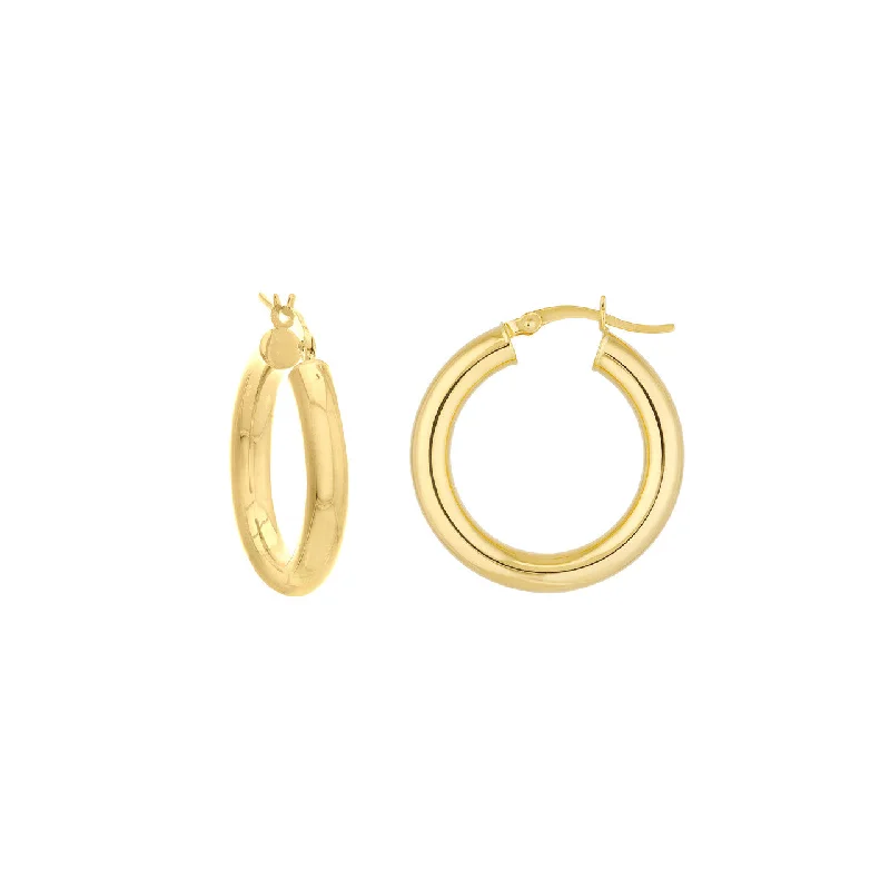 14K Gold Hoop Earrings 4 X 25mm