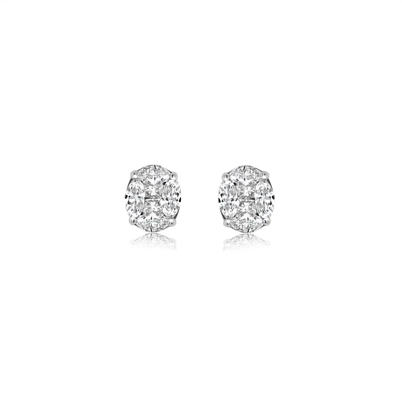 Oval Diamond Illusion Studs - 2.50CT Equivalent Each