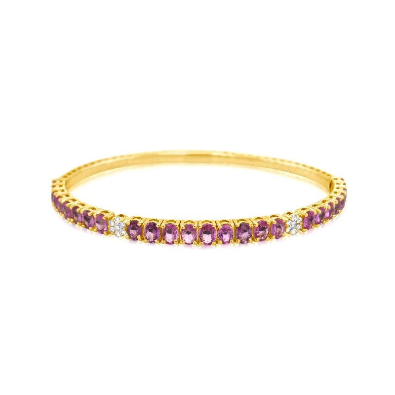 Oval Pink Sapphire and Diamond Bangle