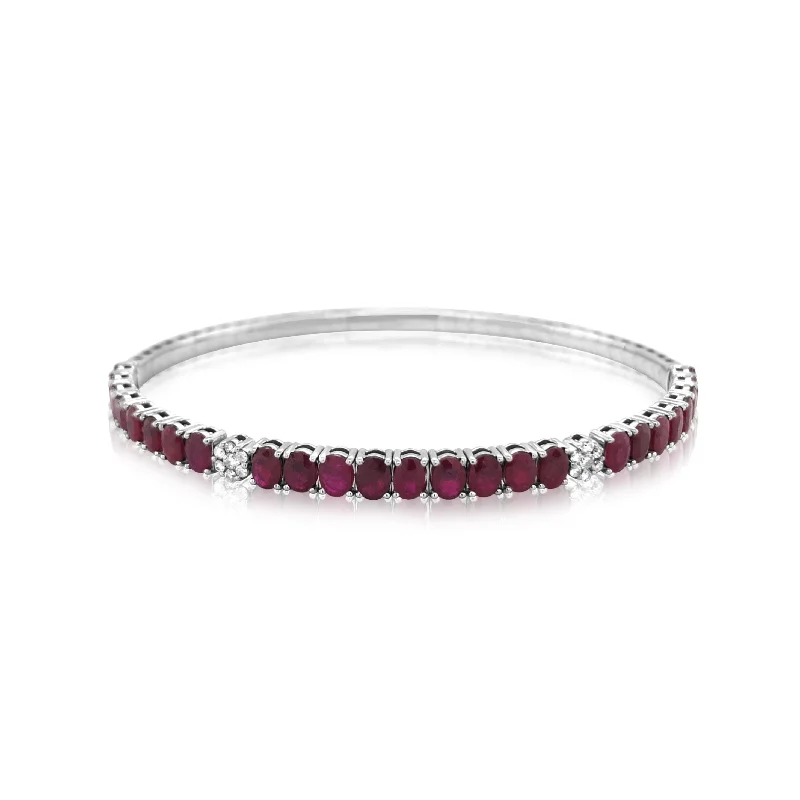 Oval Ruby and Diamond Bangle