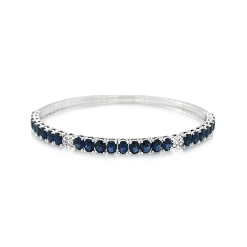 Oval Sapphire and Diamond Bangle