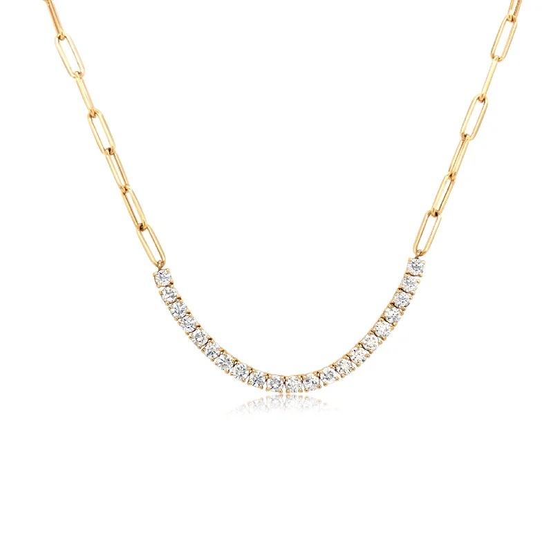 Paperclip Chain Diamond Tennis Necklace