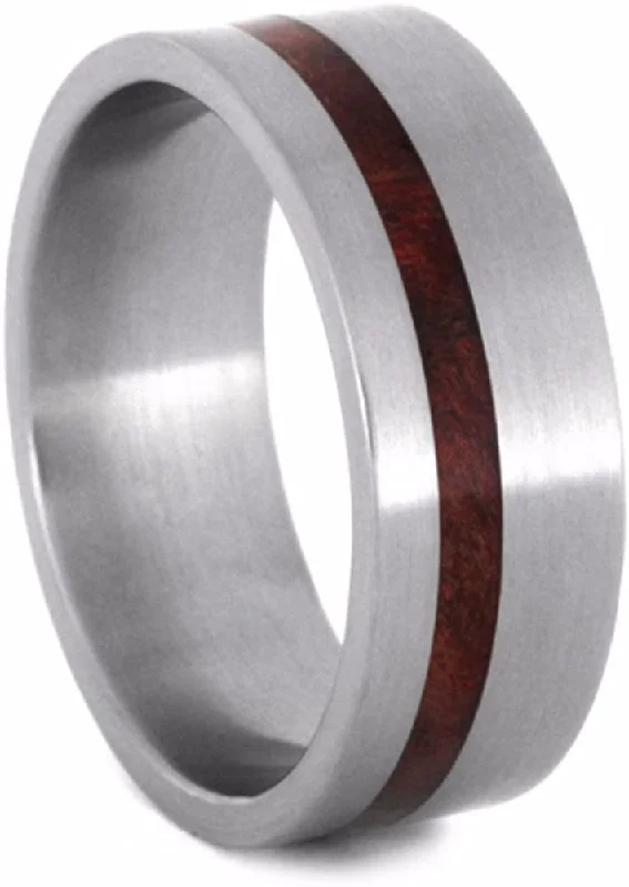 Ruby Redwood Inlay 8mm Comfort-Fit Matte Titanium Wedding Band, Size 14