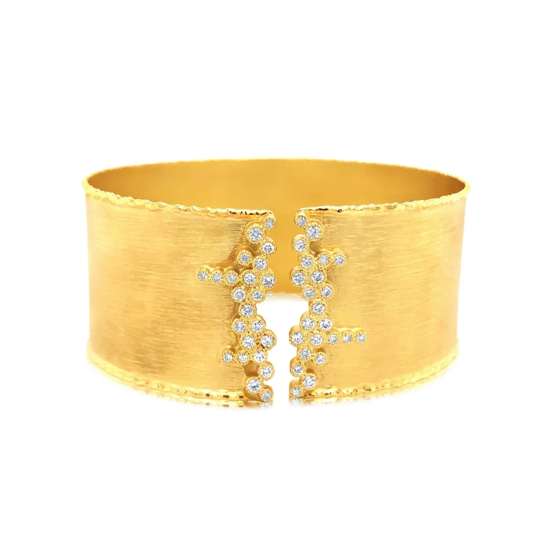 Bezel-Set Diamond Cluster Cuff Bangle - Marika