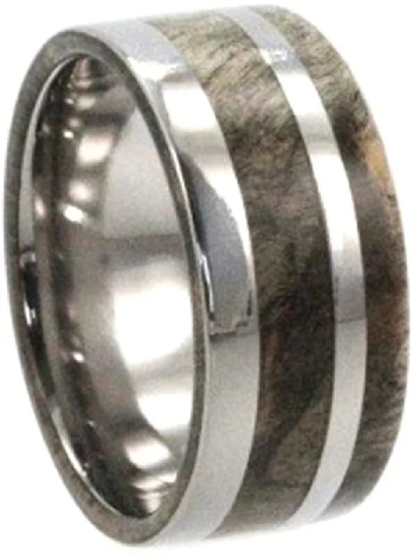 Sindora Wood 7.5mm Comfort Fit Titanium Wedding Band, Size 5.75