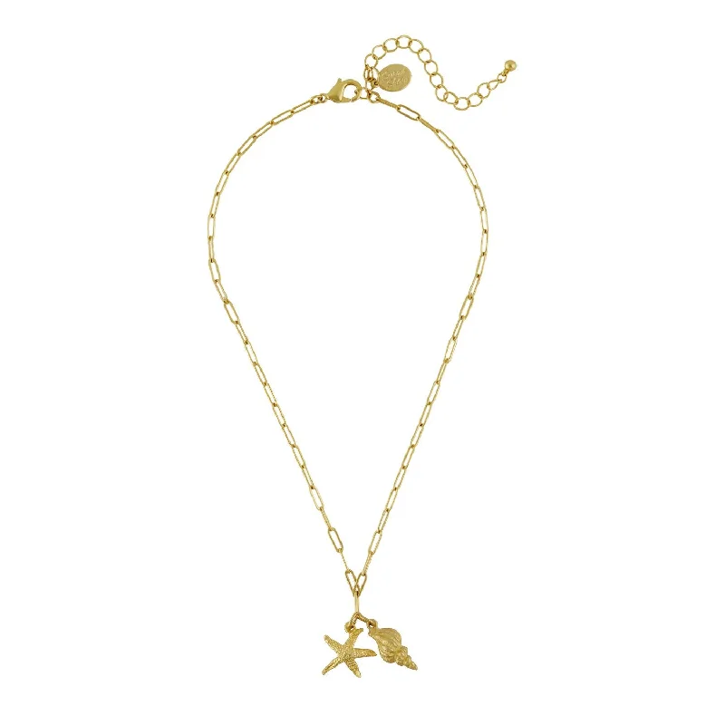 Starfish & Shell Paperclip Necklace