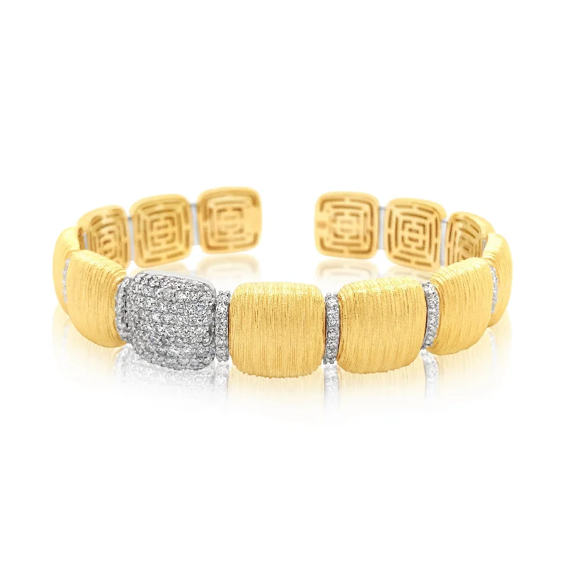 Textured Finish Offset Diamond Squares Bangle