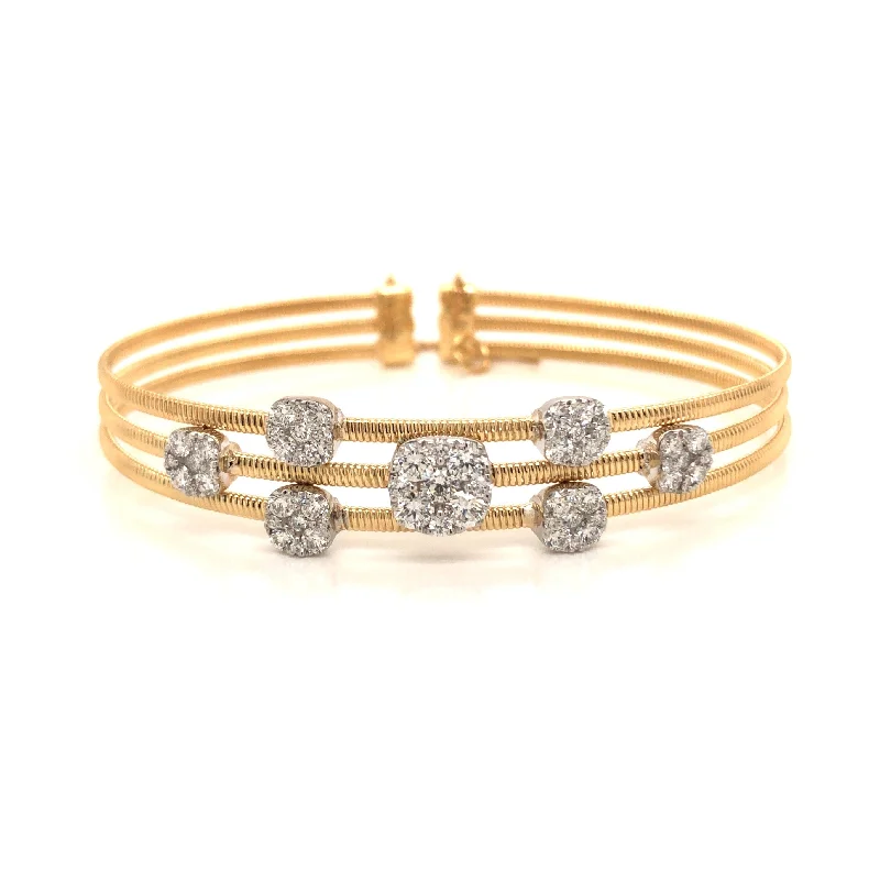 Three Row Diamond-Studded Bangle