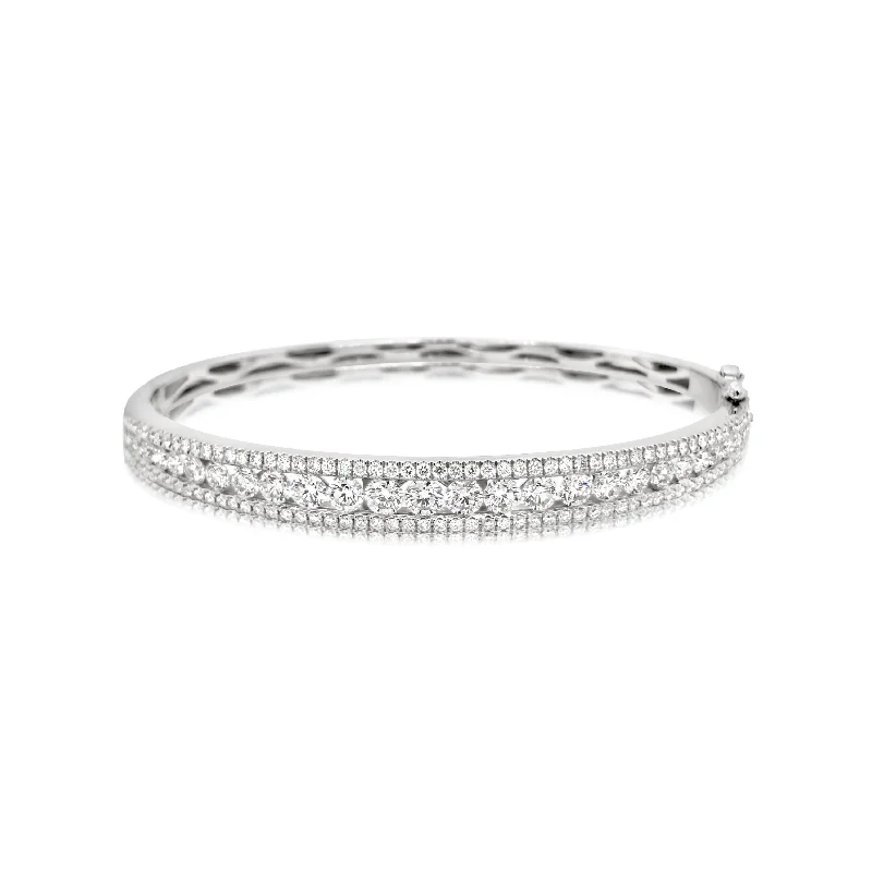 Three Row Floating Diamond Bangle