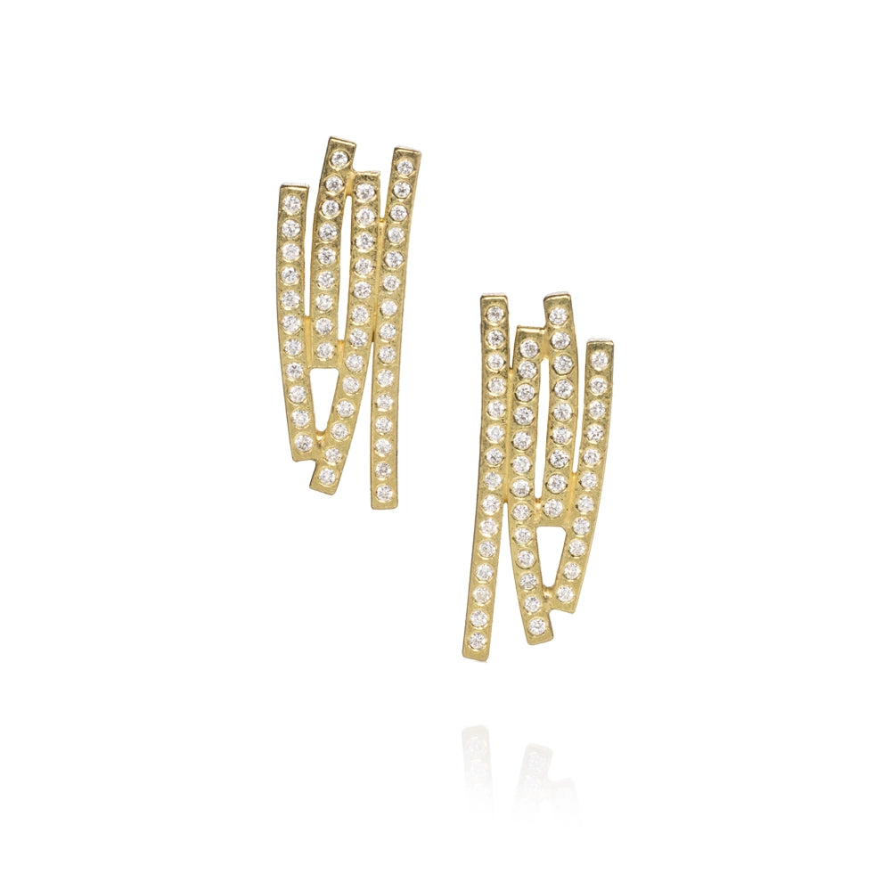 Todd Reed 18K Yellow Gold Diamond Scatter Stud Earrings