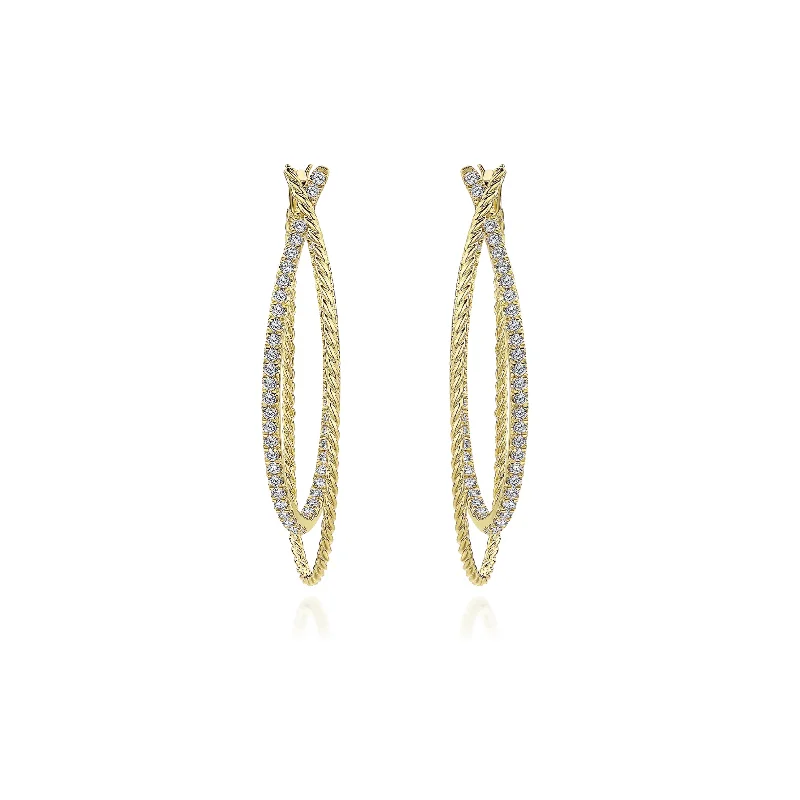 Twisted Diamond and Braided Oval Hoop Earrings - Gabriel & Co.