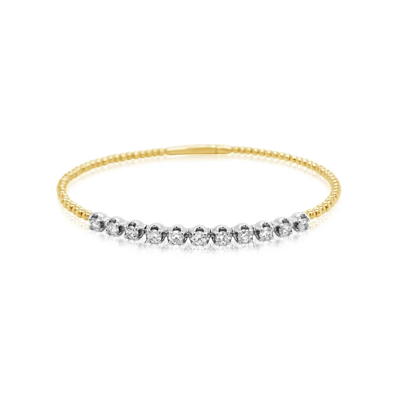 Two Tone Beaded Diamond Bangle