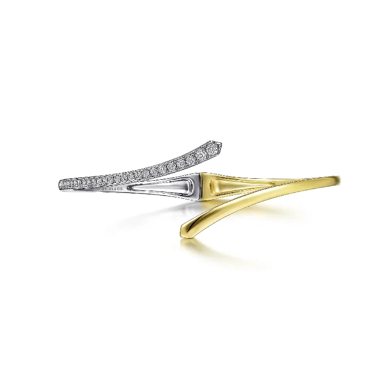 Two-Tone Diamond Bypass Bangle - Gabriel & Co.