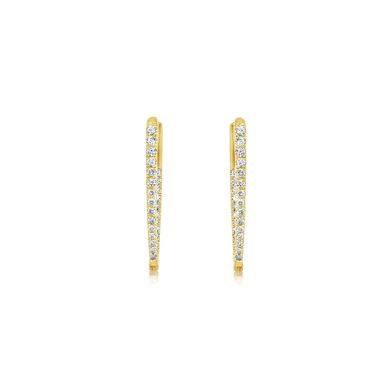 Yellow Gold Diamond V Hoop Earrings