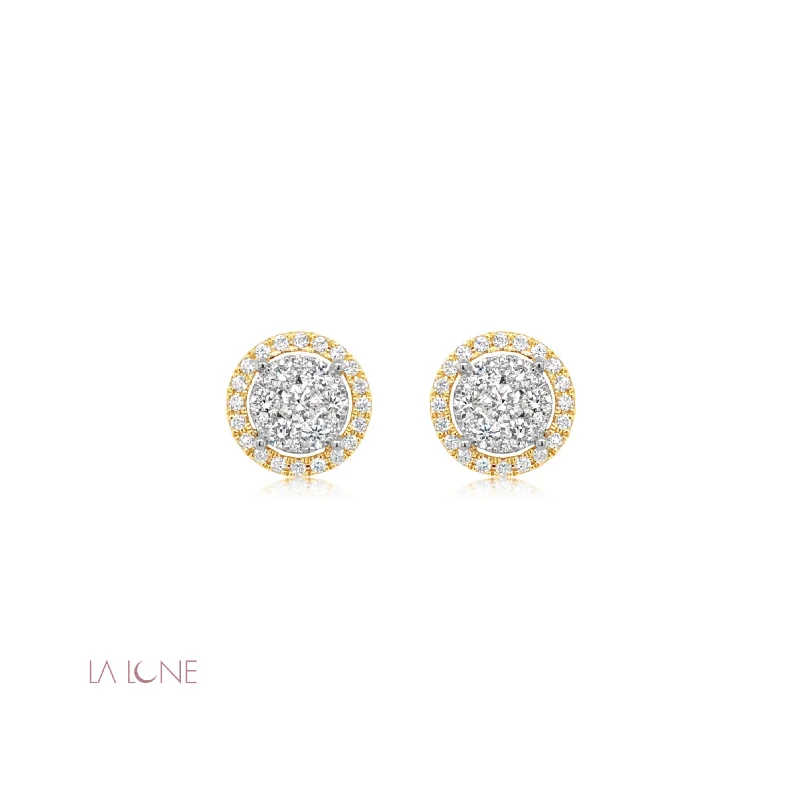 Round Diamond Halo Studs - LaLune