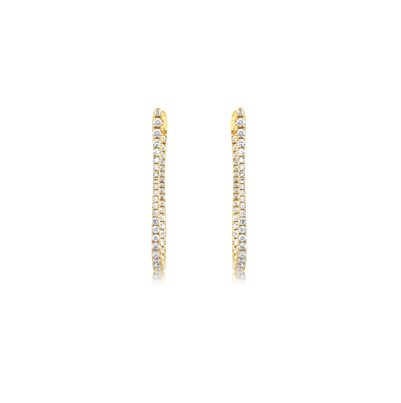 Yellow Gold Lyre Shape Hoop Earrings