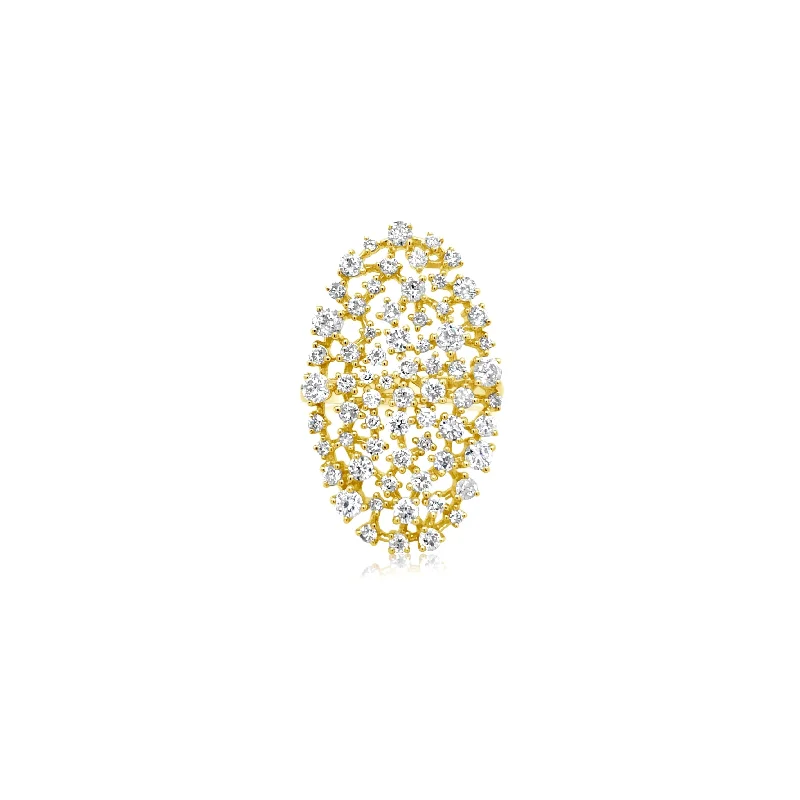 Yellow Gold Oval Diamond Cluster Ring