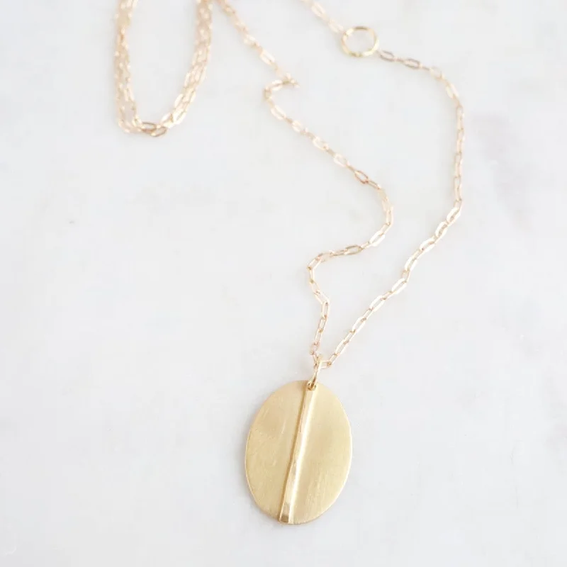 18K Yellow Gold Oval Necklace