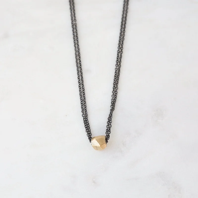 14k Gold Faceted Nugget Necklace