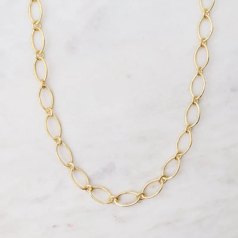 Gold Alternating Oval Link Long Necklace