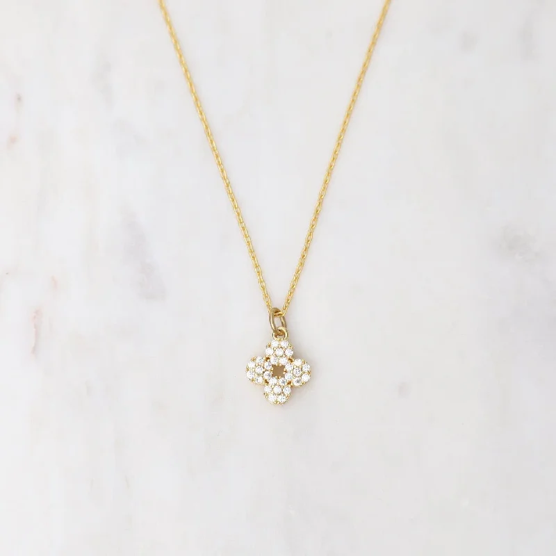 Gold Crystal Lotus Flower Necklace