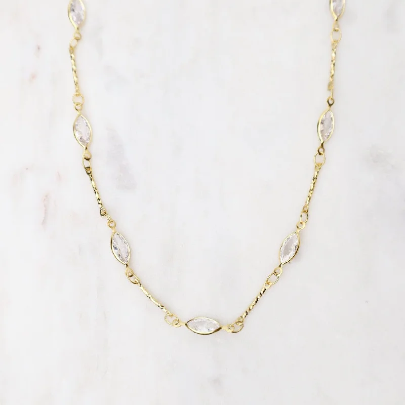 Gold Marquise Crystal Chain Necklace