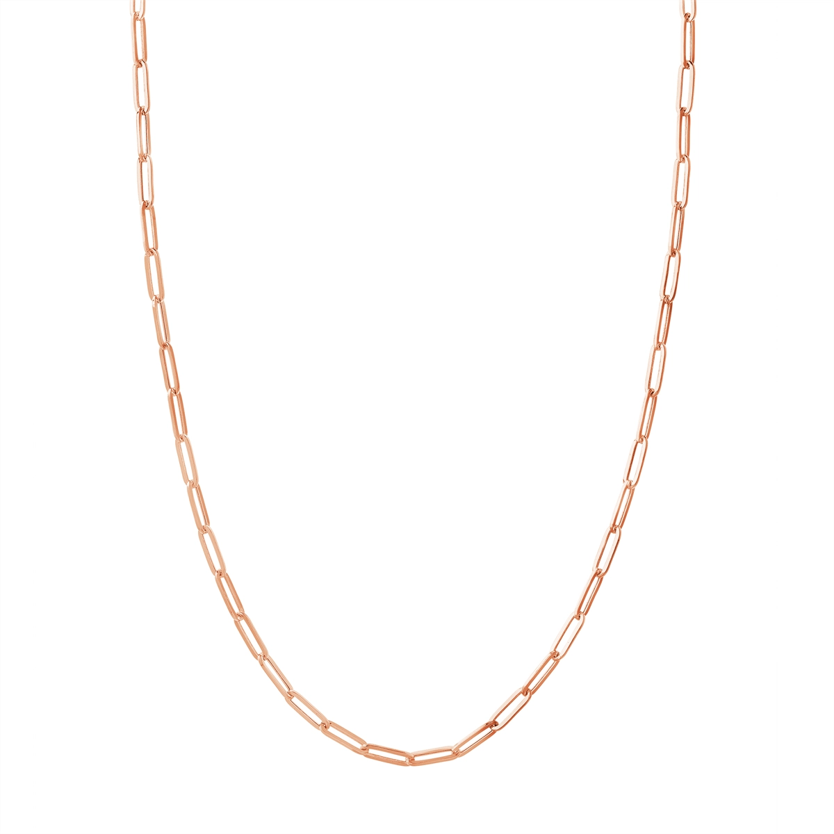 14K Rose Gold 3.90mm Paper Clip Hollow Link Chain Necklace 18 inch