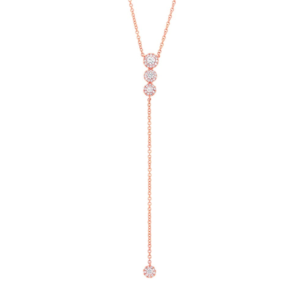 14K Rose Gold Diamond Lariat Necklace