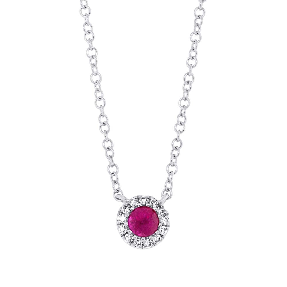 14K White Gold Ruby and Diamond Necklace