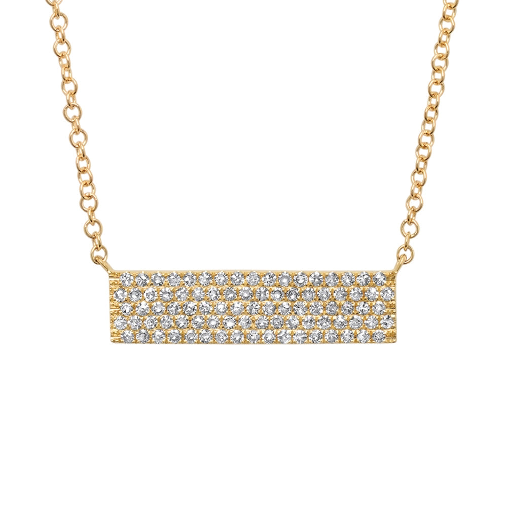 14K Yellow Gold Bar Necklace w/Diamonds