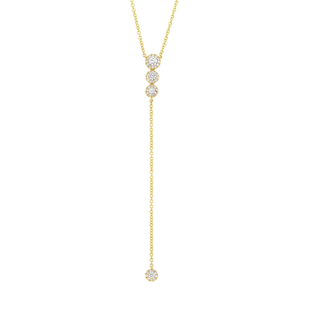 14K Yellow Gold Diamond Lariat Necklace