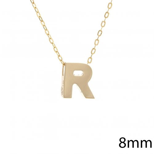 14K Yellow Gold Initial Necklace, R