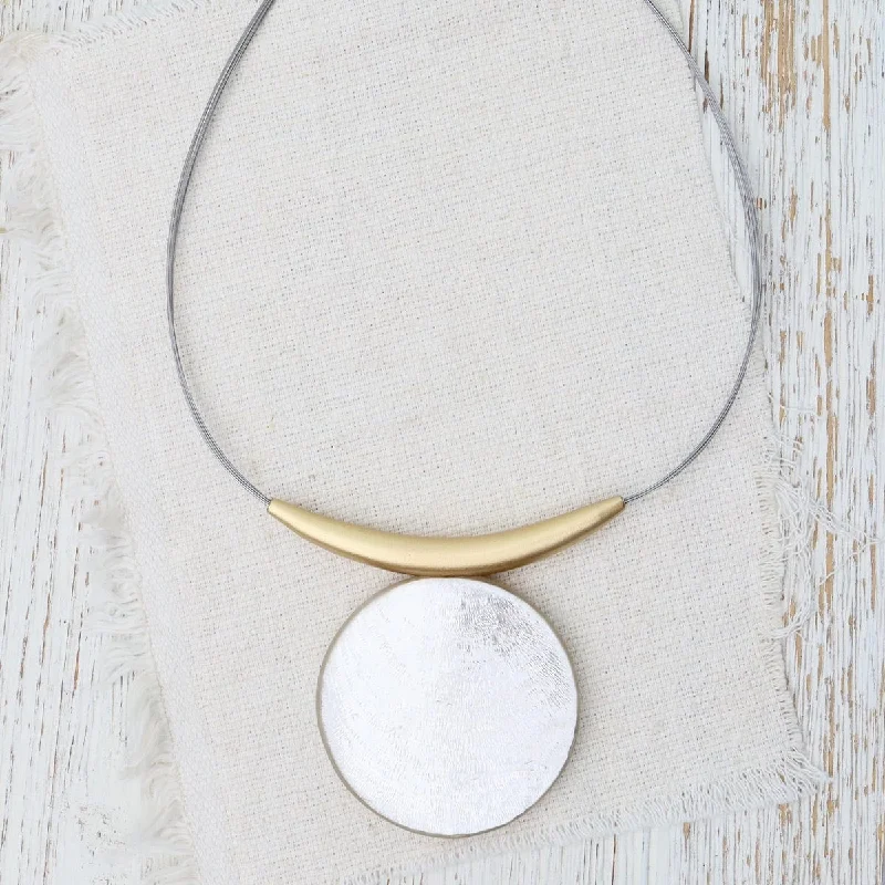 Gold Tube White Resin Necklace